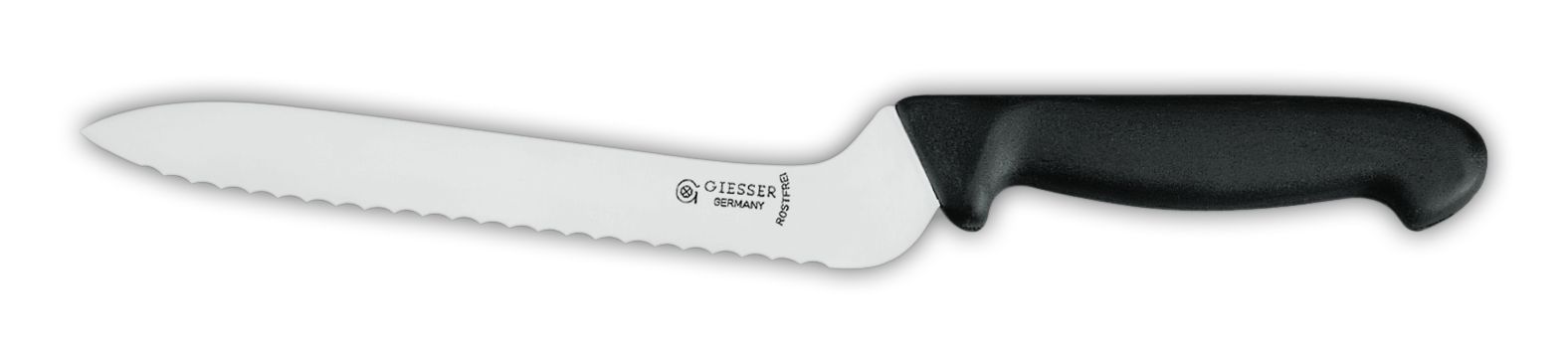 Нож для хлеба 8375w , волнистое лезвие, 23 см,  черная рукоятка