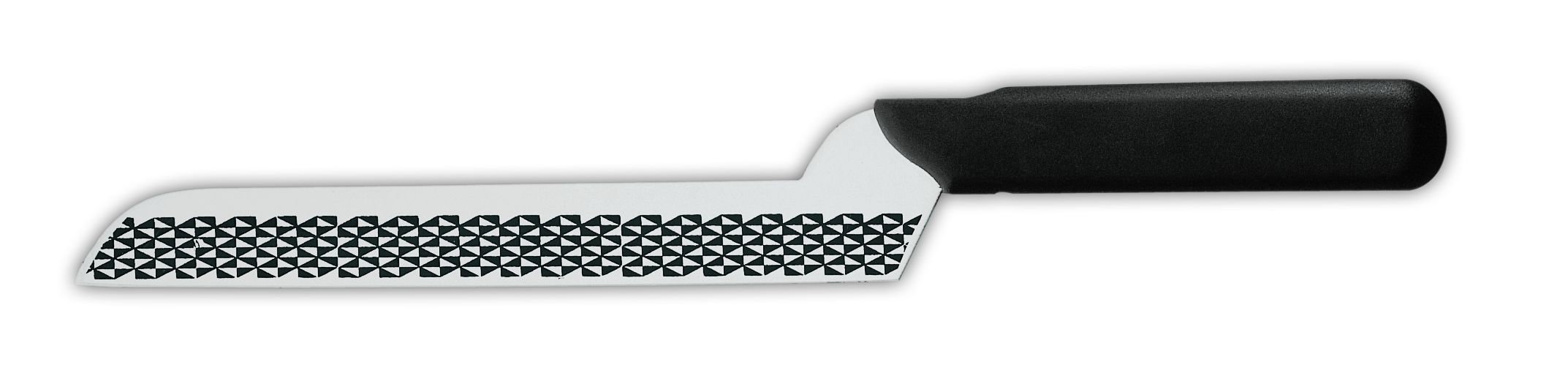 Нож для сыра 9605g, лезвие с травлением, 12 см,  черная рукоятка
