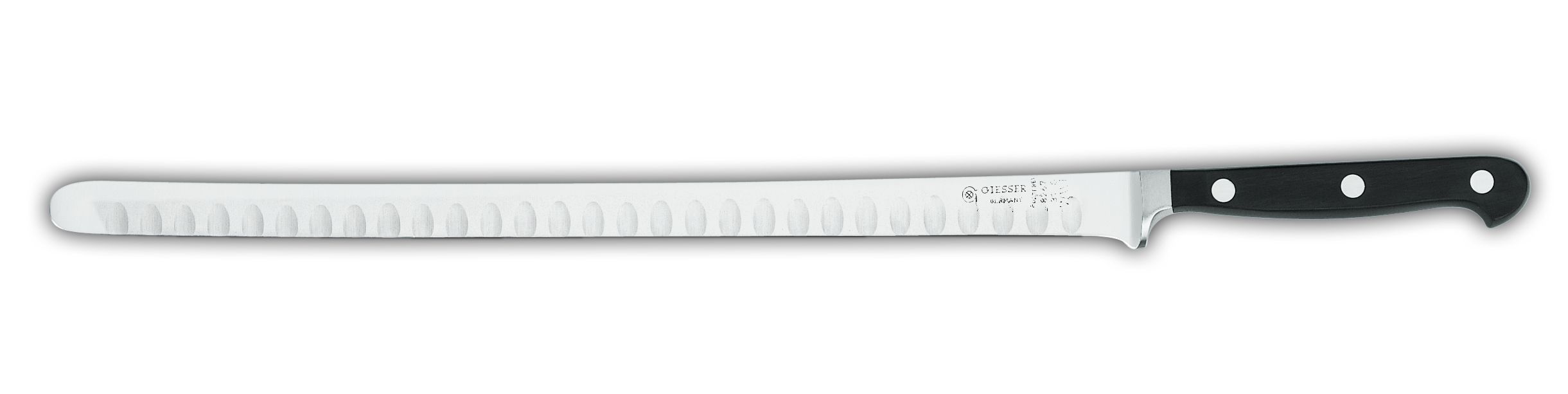 Нож для разделки лосося 8267 ww  лезвие с желобками, 31 см,  черная рукоятка