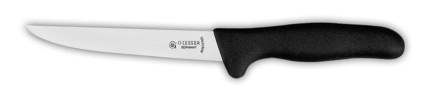 Нож разделочный 3164 , округлая безопасная рукоятка, 16 см,  черная рукоятка
