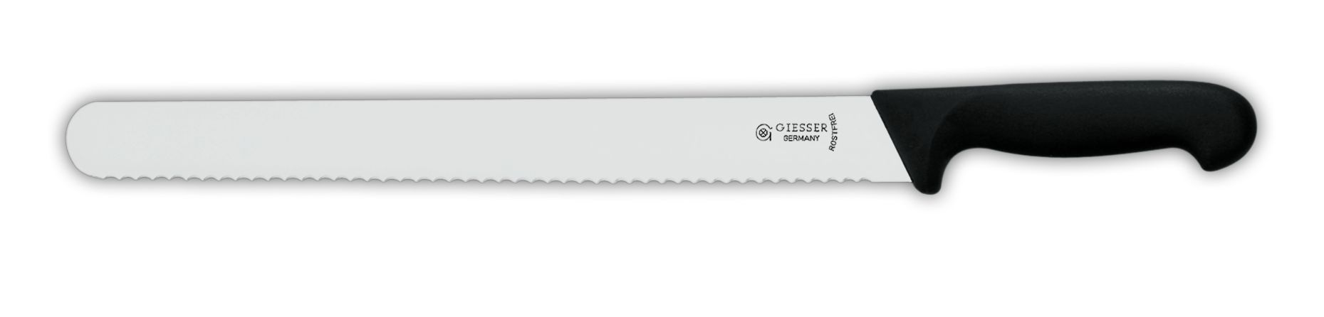 Нож для ветчины / колбас / выпечки с волнистым лезвием 28 см  с черной рукояткой