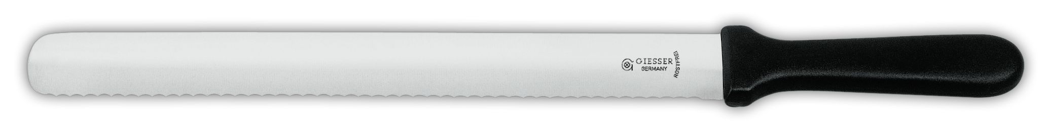 Нож для выпечки с волнистым лезвием 36 см  с черной рукояткой