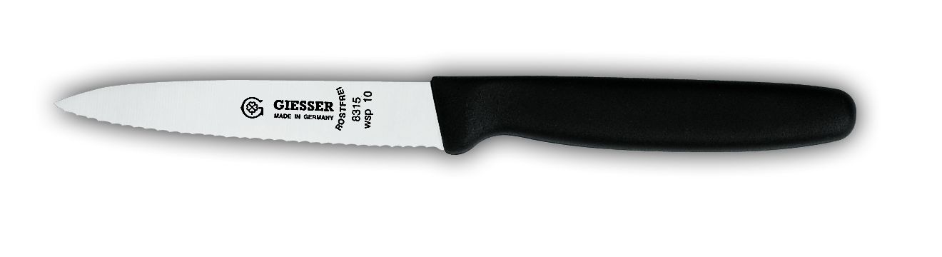 Нож овощной 8315wsp , волнистое лезвие, 8 см,  черная рукоятка